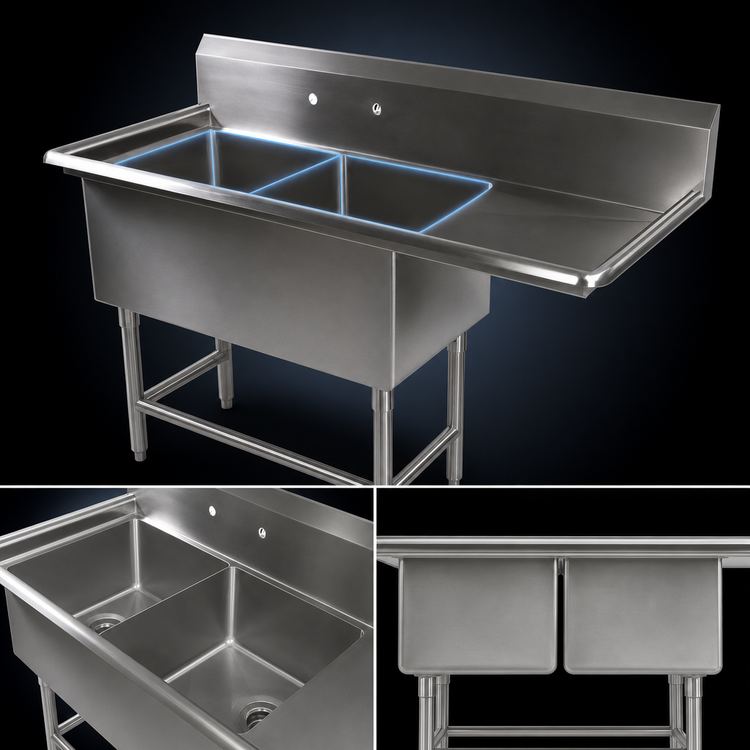 Product image #3 for John Boos Pro-Bowl 2-Compartment Stainless Steel Sink with Right Drainboard