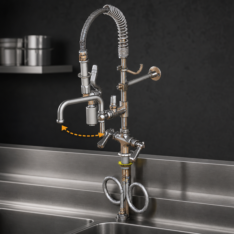 Product image #3 for EasyInstall Mini Pre-Rinse Faucet, Deck Mount, Single Hole, 8-Inch Swivel Add-On Nozzle
