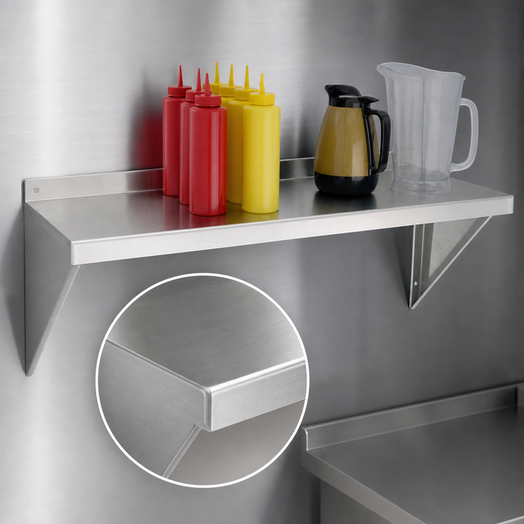 Product image #3 for New Age Heavy-Duty 60"W x 12"D Wall-Mounted Solid Aluminum Shelf, 12 Gauge