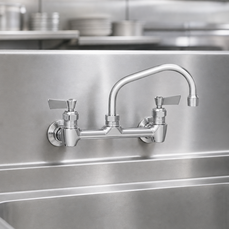 Product image #3 for Fisher Brass Backsplash Faucet with 6-Inch Swing Spout, Lever Handles, and 8-Inch Centers