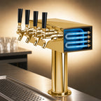 Thumbnail image #3 for Micro Matic USA T Style D7744PVDKR Countertop Draft Beer Tower, 4-Faucet, Glycol-Cooled, PVD Brass Finish