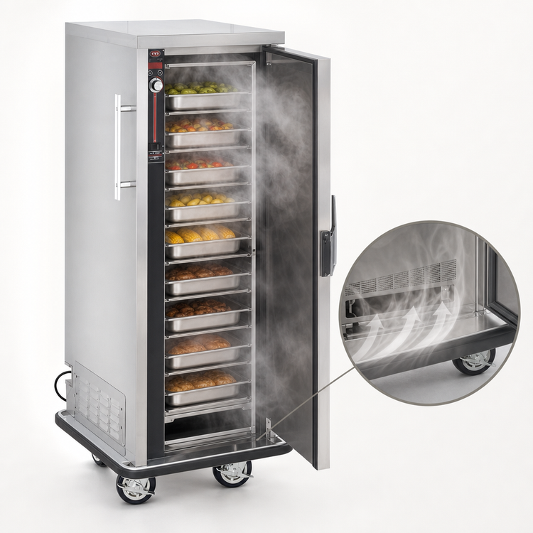Product image #4 for FWE PS-1220-15 Mobile Heated Holding Cabinet, 15 Full-Size Pan Capacity, Humi-Temp, Stainless Steel