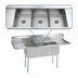 Thumbnail image #3 for BK Resources 3-Compartment Stainless Steel Sink with Left and Right Drainboards, 96 Inch Wide