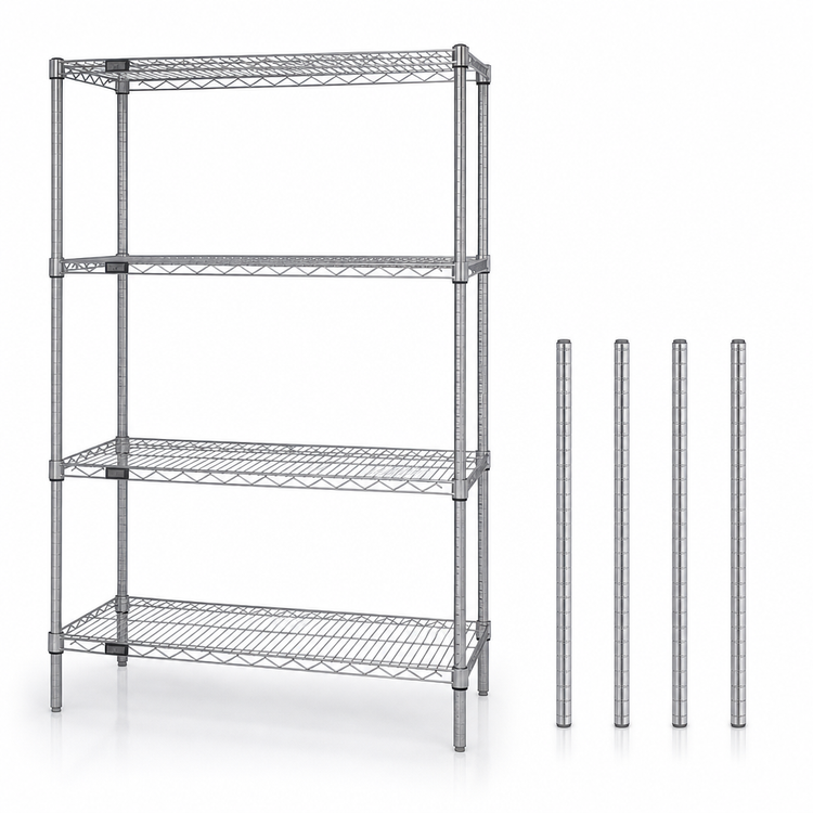 Product image #3 for Quantum Wire Shelving Starter Kit, 72W x 36D x 86H, 4-Shelf, 304 Stainless Steel