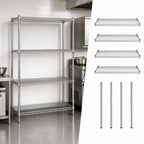 Thumbnail image #3 for Quantum WR63-1442S 4-Shelf 304 Stainless Steel Stationary Wire Shelving Starter Kit, 42"W x 14"D x 63"H