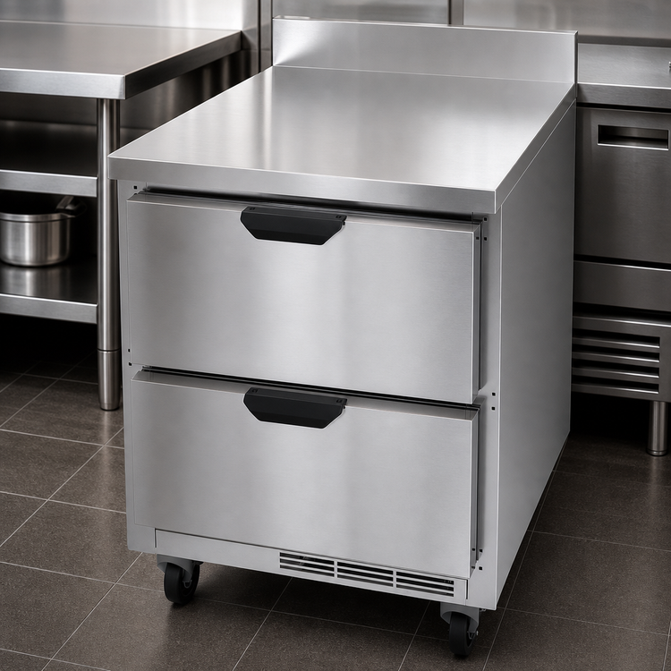Product image #3 for Beverage-Air 27-Inch One-Section Worktop Refrigerator with 2 Drawers, 6.13 Cu. Ft., Foamed-In-Place Backsplash