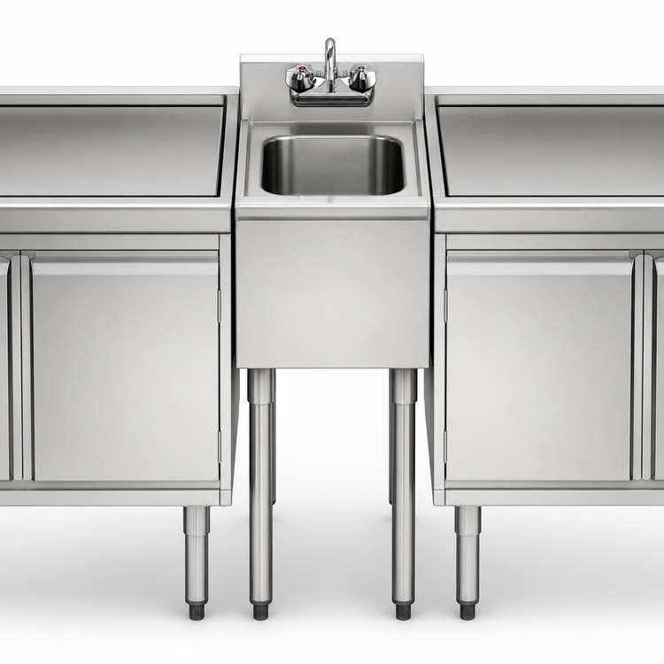 Product image #3 for Eagle Group 2200 Series Underbar Modular Add-On Hand Sink Unit, 12" W x 24" D, 10" x 14" Bowl