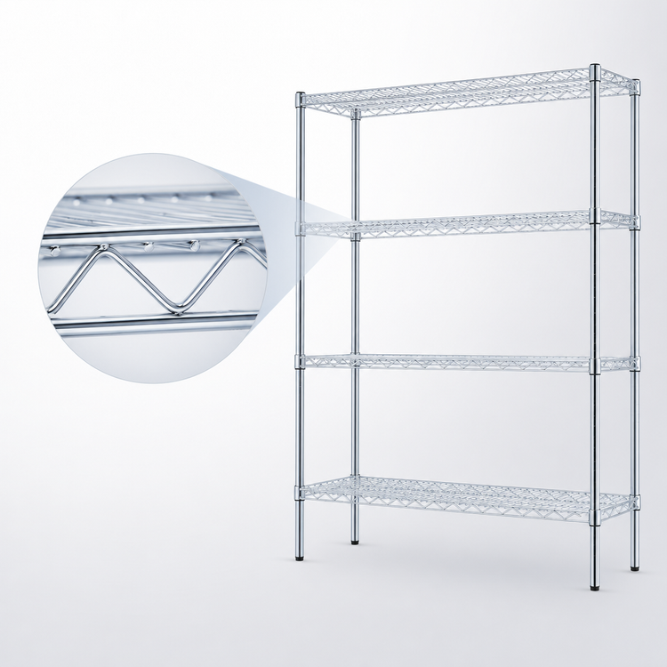 Product image #3 for EAGLEbrite 4-Tier Stationary Starter Wire Shelving Unit, 42"W x 18"D x 74"H, Zinc Finish