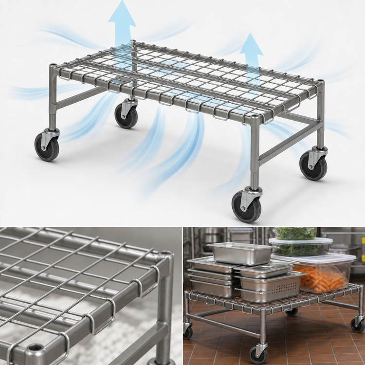 Product image #3 for EagleGard Mobile Wire Dunnage Rack, 36 x 24 x 14 Inches, 800 lb. Capacity