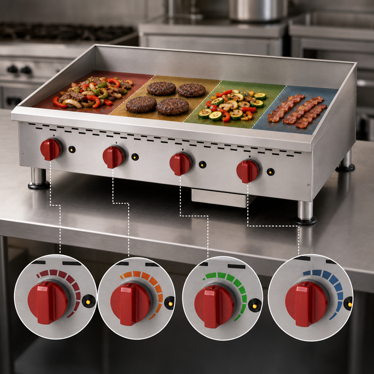 Product image #3 for Omcan USA 48-Inch Countertop Stainless Steel Natural Gas Griddle with Thermostatic Control