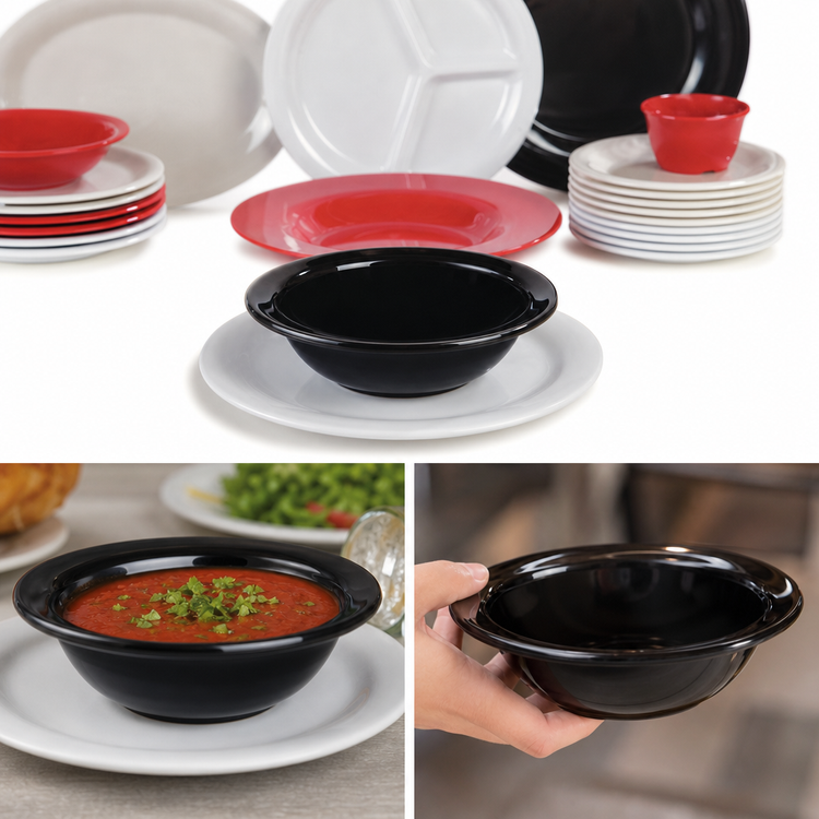 Product image #4 for Sierrus™ Rimmed Nappie Bowl, 10 oz, 5-3/8 Inch Diameter, Black Melamine