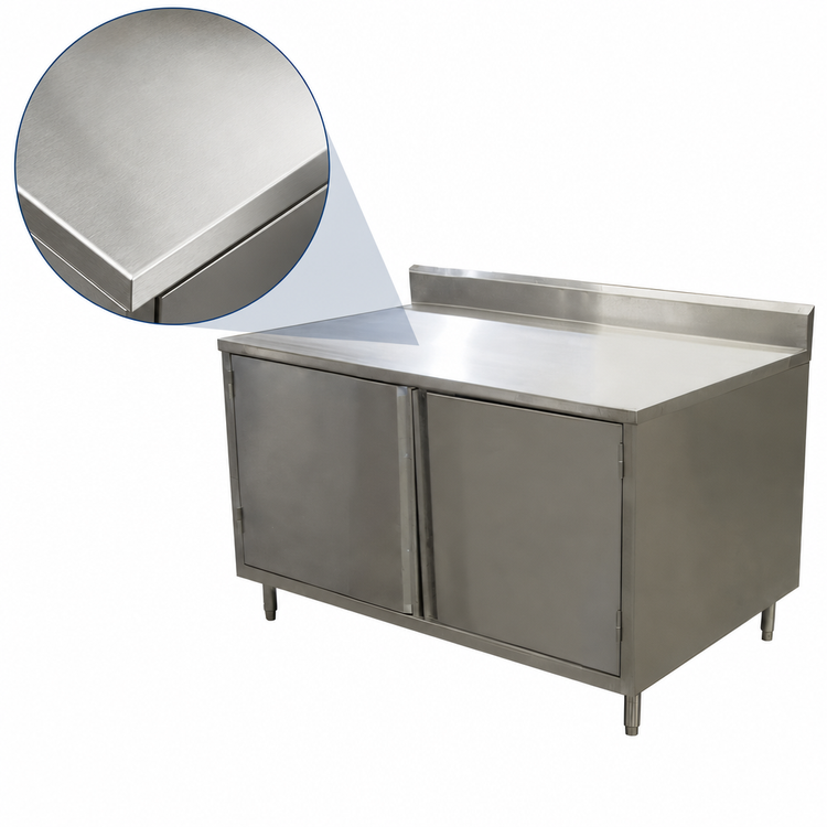 Product image #3 for BK Resources 60-Inch x 24-Inch Stainless Steel Enclosed Work Table with Cabinet Base and Hinged Doors