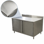 Thumbnail image #3 for BK Resources CSTR5-2460H 60-Inch x 24-Inch Stainless Steel Enclosed Work Table with Cabinet Base, Hinged Doors, 14-Gauge Top and 5-Inch Backsplash