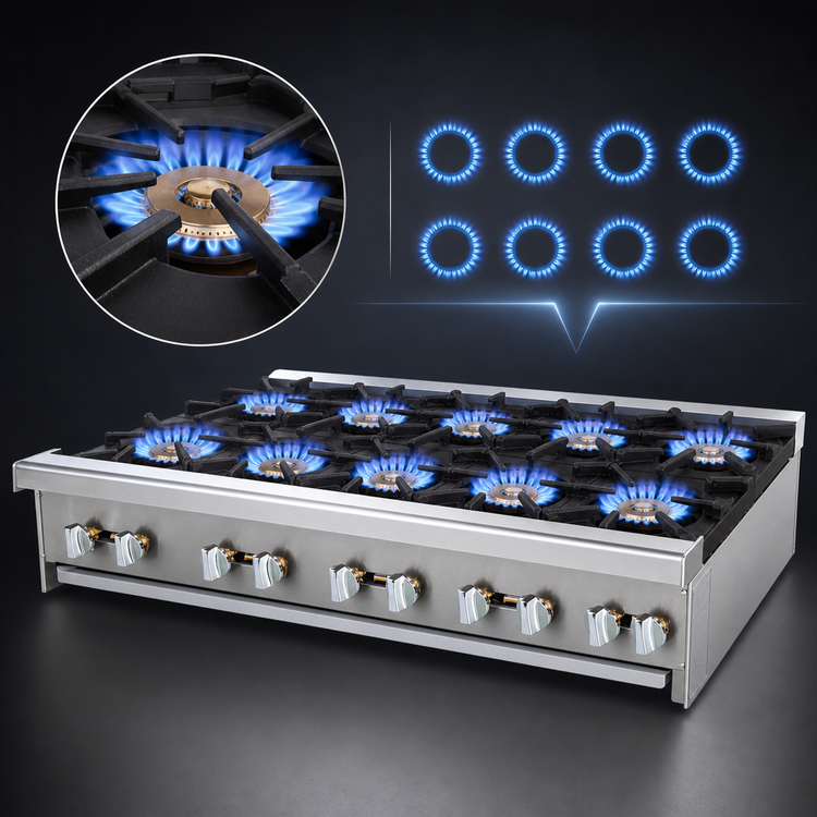 Product image #3 for Bake Tech Innovation Radiance TAHP-48-8 48-Inch Countertop Gas Hot Plate with 8 Burners