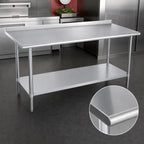 Thumbnail image #3 for Duke Manufacturing 416-3672-2R 72" x 36" 16-Gauge 400 Series Stainless Steel Work Table with 1-1/8" Riser and Galvanized Undershelf