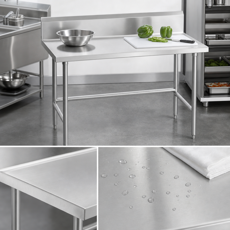 Product image #3 for Advance Tabco 30 x 24-Inch Stainless Steel Work Table with 10-Inch Backsplash and Galvanized Open Base