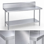 Thumbnail image #3 for Duke Manufacturing 314S-30144-10R Stainless Steel Work Table, 144 x 30 x 36 in., 14-Gauge 300-Series Top, 10-in. Riser, Undershelf