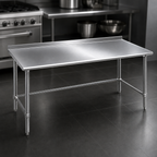 Thumbnail image #3 for Eagle Group Budget Series UT2448GTB 48 x 24 in Stainless Steel Work Table with 1-1/2 in Rear Up-Turn, Galvanized Open Base