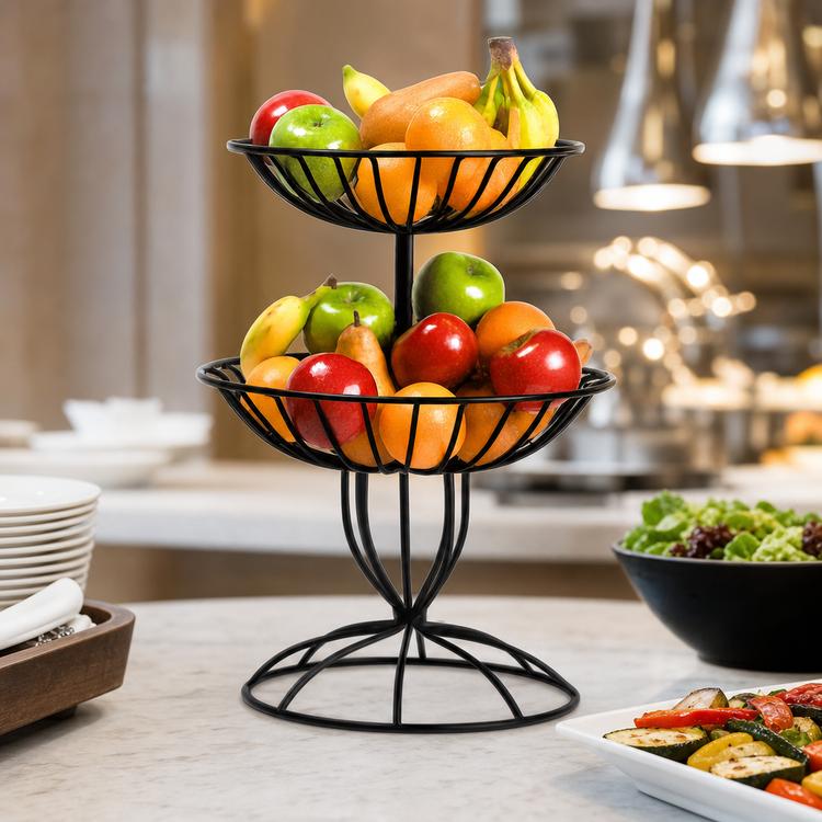 Product image #3 for Two-Tier Black Wrought Iron Buffet Display Basket