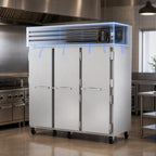 Thumbnail image #3 for True Mfg. - General Foodservice SPEC SERIES STR3R-3S-HC 3-Section Reach-In Refrigerator, Solid Stainless Steel Doors, Self-Contained Top-Mounted