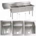 Thumbnail image #3 for BK Resources Three-Compartment Sink with 24-Inch Left Drainboard, 18-Gauge 304 Stainless Steel