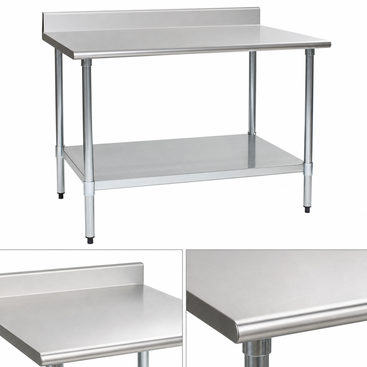 Product image #3 for Eagle Group BlendPort® Budget Series Corner Work Table, 30 x 30 Inches, 430 Stainless Steel Top, 4-1/2 Inch Backsplash
