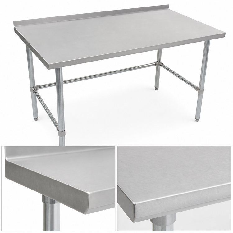 Product image #3 for John Boos Stallion 84-Inch x 30-Inch Stainless Steel Top Work Table with 1-1/2-Inch Rear Up-Turn and Galvanized Base