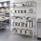 Thumbnail image #3 for Quantum WR86-3036S-5 Stationary 5-Shelf Wire Shelving Starter Kit, 36"W x 30"D x 86"H, 304 Stainless Steel