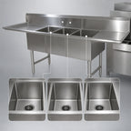 Thumbnail image #3 for John Boos DT3B18244-2D18L-X Straight Triple-Compartment Pot Sink Table with Dual Drainboards and Right-Side Dish Machine Attachment