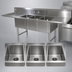 Thumbnail image #3 for John Boos Straight Triple-Compartment Pot Sink Table with Dual Drainboards and Right-Side Dish Machine Attachment