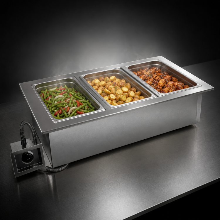 Product image #3 for Delfield N8845 Drop-In Single-Tank Electric Wet Hot Food Well, 3-Pan, with Drain and Remote Thermostat