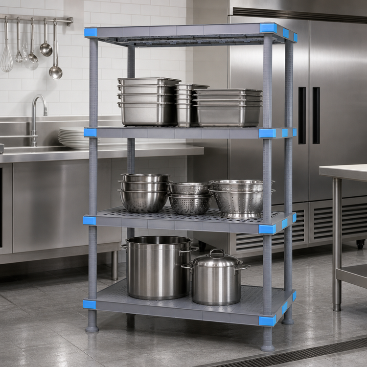 Product image #3 for Quantum Millenia 4-Shelf Polymer Shelving Starter Unit, 30W x 24D x 62H, Gray