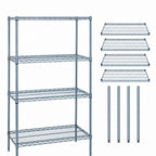 Thumbnail image #3 for Quantum WR86-2148GY Stationary Wire Shelving Starter Kit, 48"W x 21"D x 86"H, 4 Shelves, Gray Epoxy Antimicrobial Finish