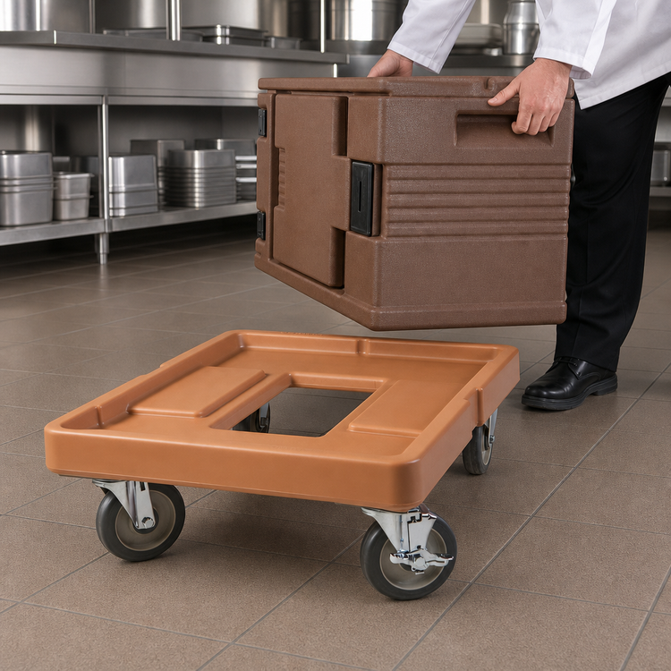 Product image #4 for Cambro Camdolly Open-Frame Food Carrier Dolly, 300 lb Capacity, Coffee Beige