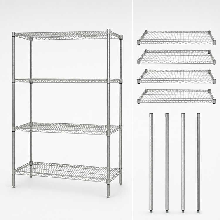 Product image #3 for Quantum 72"W x 24"D x 74"H 4-Shelf Wire Shelving Starter Kit, 304 Stainless Steel