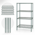 Thumbnail image #3 for Quantum 42 x 14 x 74-Inch 4-Shelf Wire Shelving Starter Kit, Stationary, Green Epoxy Antimicrobial Finish