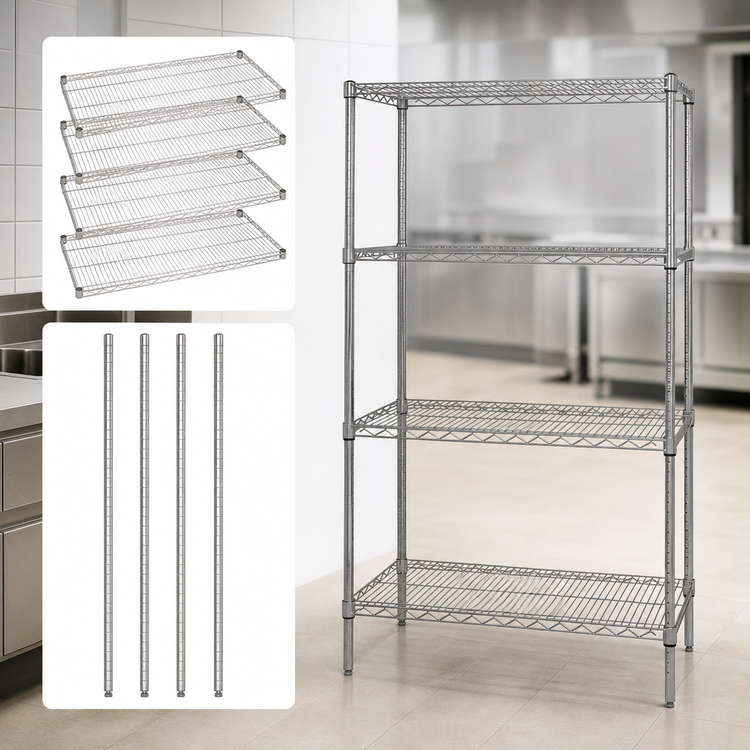 Product image #3 for Quantum 36 Inches W x 30 Inches D x 74 Inches H 4-Shelf Wire Shelving Starter Kit, 304 Stainless Steel
