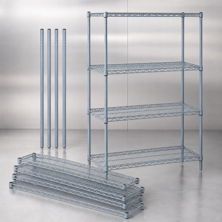 Product image #3 for Quantum Gray Epoxy Wire Shelving Starter Kit, 72 x 36 x 54 in, 4 Shelves, 600-800 lb. Capacity