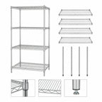 Thumbnail image #3 for Quantum WR63-3648C Stationary Wire Shelving Starter Kit, 48W x 36D x 63H, Chrome-Plated, 4 Shelves