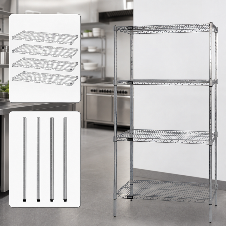 Product image #3 for Quantum 60 in. x 21 in. x 54 in. Chrome Wire Shelving Starter Kit