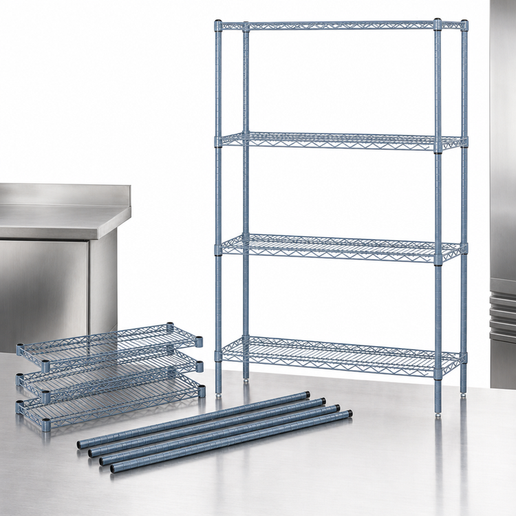 Product image #3 for Quantum Gray Epoxy Wire Shelving Starter Kit, 54 x 18 x 63 Inches, 4 Shelves