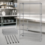 Thumbnail image #3 for Quantum WR86-3048C Stationary Wire Shelving Starter Unit, 48W x 30D x 86H, Chrome, 4 Shelves, 4 Posts