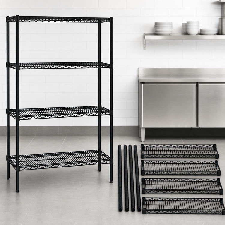 Product image #3 for Quantum Black Epoxy Wire Shelving Starter Kit, 60-Inch W x 30-Inch D x 74-Inch H