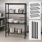 Thumbnail image #3 for Quantum WR86-2148BK Stationary Wire Shelving Starter Unit, 48"W x 21"D x 86"H, 4 Shelves, Black Epoxy Antimicrobial Finish