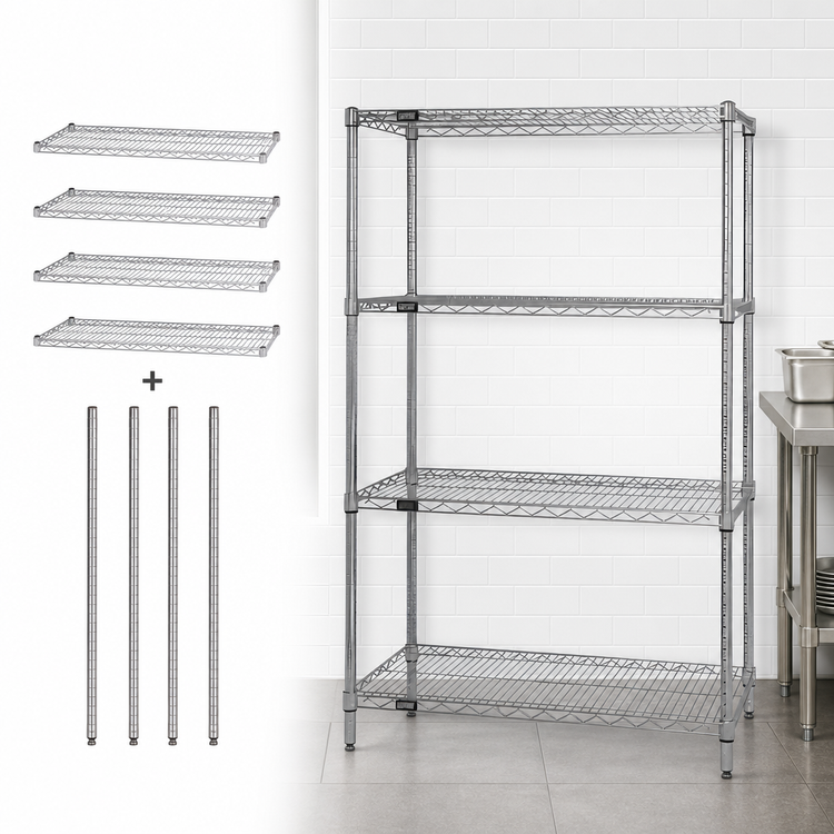 Product image #3 for Quantum 42-Inch W x 18-Inch D x 54-Inch H 304 Stainless Steel Stationary Wire Shelving Starter Kit