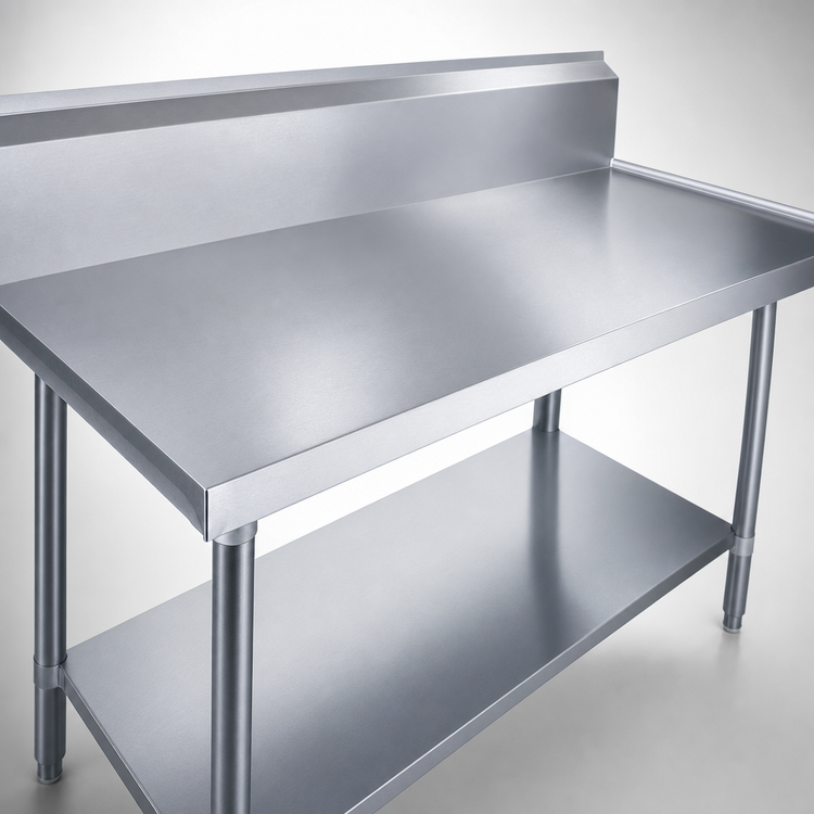 Product image #3 for Duke 84-Inch x 30-Inch Stainless Steel Work Table with 10-Inch Riser, Marine Edge, and Galvanized Undershelf