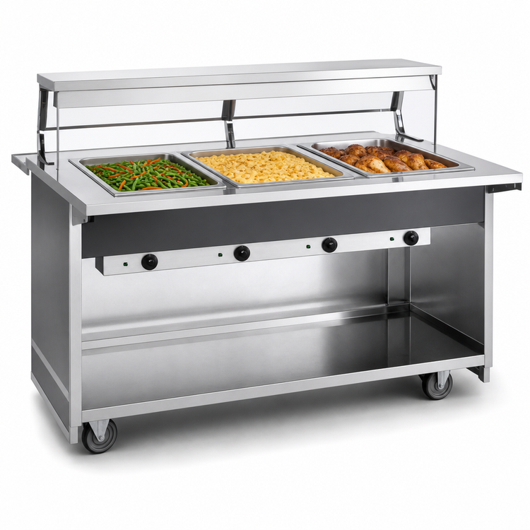 Product image #3 for Atlas Metal BLH-3 Mobile Hot Food Serving Counter with (3) Wells