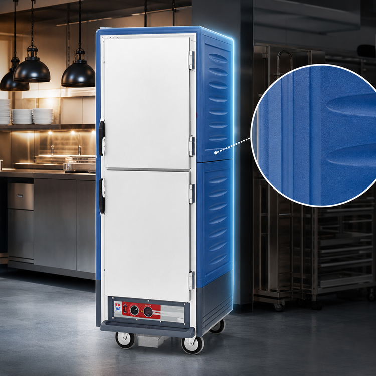 Product image #3 for Metro C5 3 Series Full-Height Mobile Heated Holding and Proofing Cabinet with Blue Insulation Armour, Dutch Doors, Low Watt, 35 Pan Capacity