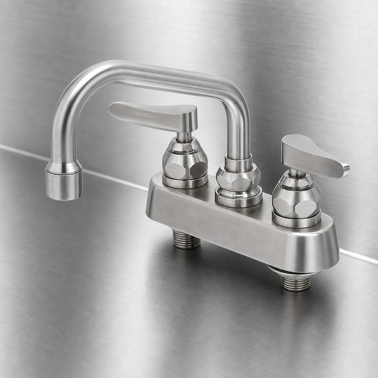 Product image #3 for T&S Brass EverSteel 4-Inch Deck Mount Workboard Mixing Faucet with 6-Inch Swing Nozzle and Lever Handles