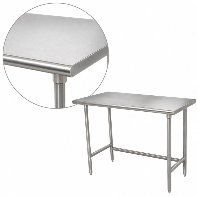 Product image #3 for Advance Tabco 108-Inch x 24-Inch Flat Top Open Base Work Table with 430 Stainless Steel Top and Galvanized Legs